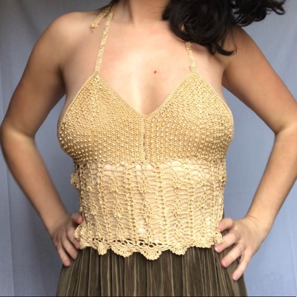 Crochet Knitted & Beaded Halter Top - Picture 3 of 7